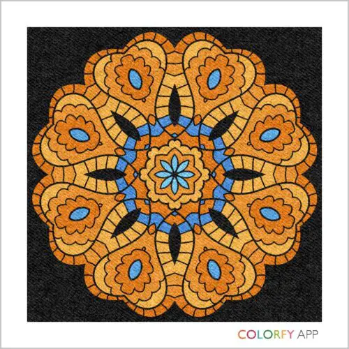 Colouring Therapy: Black and Orange but you notice the blue more. (Colorfy Creation)
