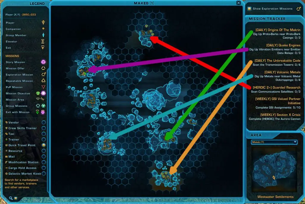 SWTOR Makeb GSI Missions Map