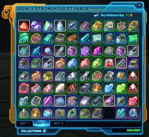 My SWTOR Legacy Storage is mostly filled with Crafting Materials