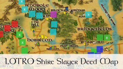 LOTRO Shire Slayer Deed Map - Spiders, Wolves, Brigands, Slugs, Goblins and Harvest Flies