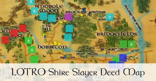 LOTRO Shire Slayer Deed Map - Spiders, Wolves, Brigands, Slugs, Goblins and Harvest Flies