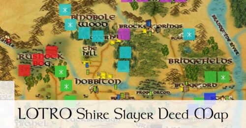 LOTRO Shire Slayer Deed Map - Spiders, Wolves, Brigands, Slugs and Harvest Flies