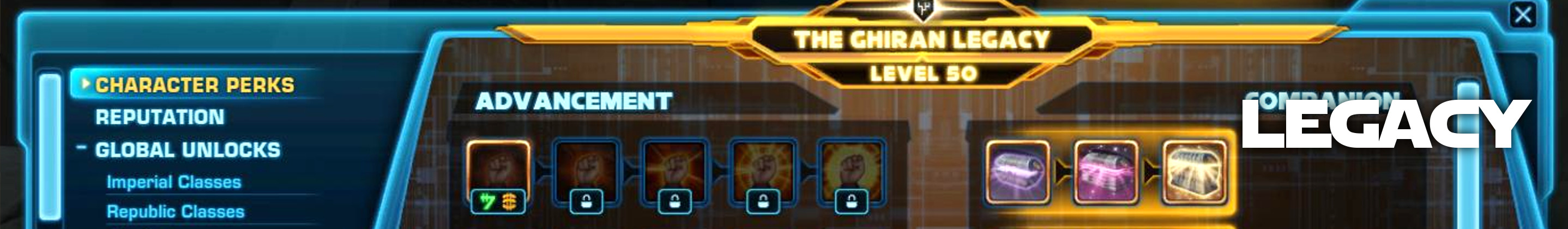 Your SWTOR Legacy with Unlocks/Buffs