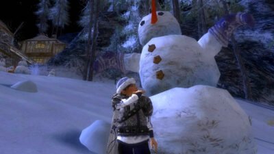 Building a Huge Mitten-Wearing Snowman in Frostbluff