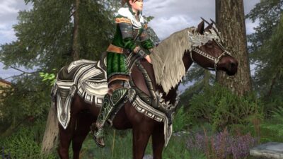 The side view of LOTRO's Ice Flower Steed