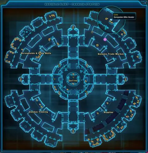Map - where to find the gifts vendor on Republic Fleet