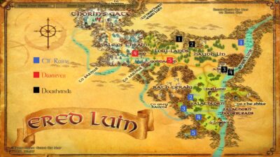 LOTRO Explorer of Ered Luin Deed Map - Places of the Dwarves, Elf-Ruins, Scouting the Dourhands