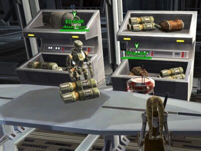 Droid Edgar and Friendly in the Imperial base on Ossus