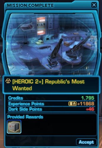 Blue/Prototype Rating gear crate from Coruscant Heroic Mission