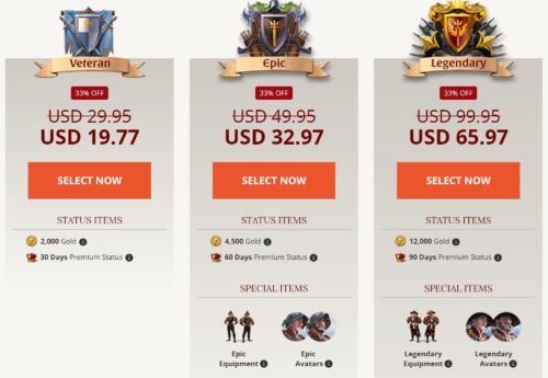 Albion Online packages prices, discounted now, before going free-to-play in April 2019