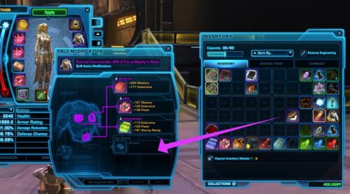 To dye an outfit component, drag the dye from inventory to the dye module slot