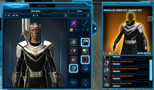 Preview items (example here is from Collections) in the shiny new SWTOR Preview Window