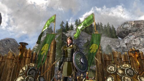 My LOTRO Guardian with shield in Rohan