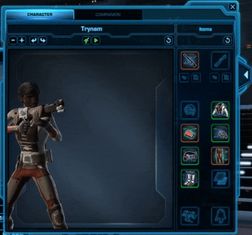 Previewing the blaster bolt colours in SWTOR