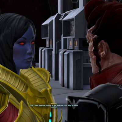 Bounty Hunter Sojourna totally not Impressed with Darth Malora