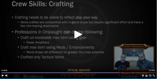 Crafting under Spoils of War and Play Your Way in SWTOR