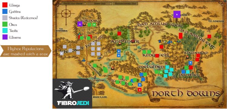 LOTRO North Downs Slayer Deed Map