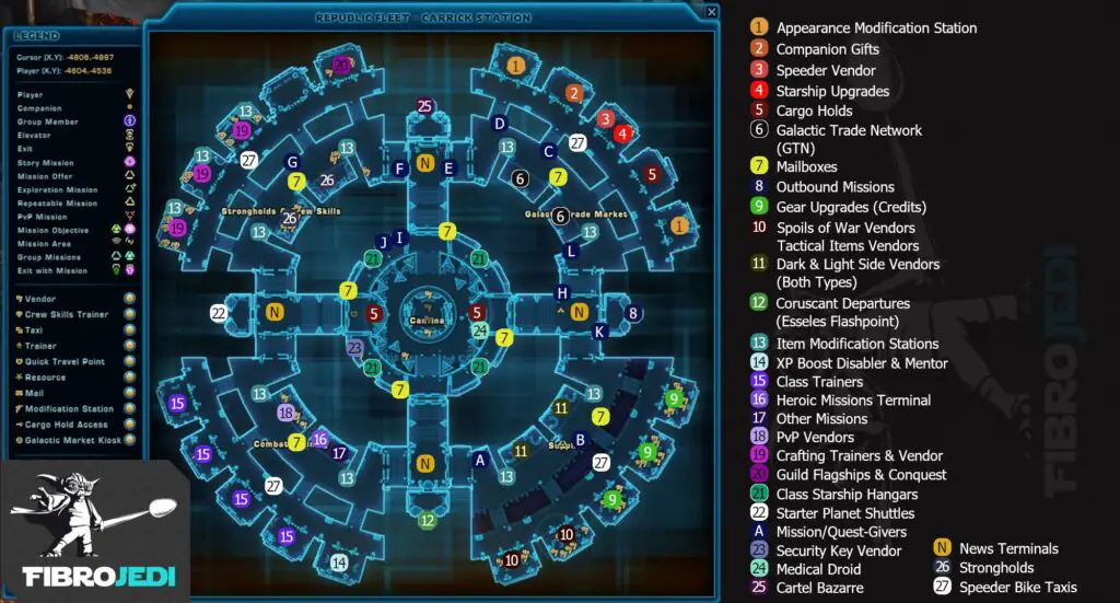 New SWTOR Republic Fleet Map of Carrick Station, updated for 6.0!