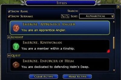 Your first LOTRO Fishing Title will be Apprentice Angler