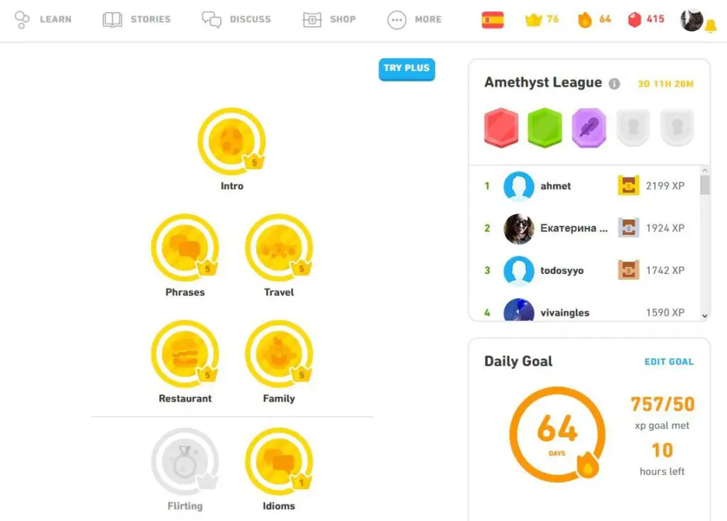I'm currently learning Spanish with Duolingo