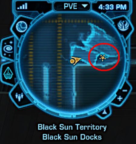 There is a gathering node mark on the SWTOR Minimap