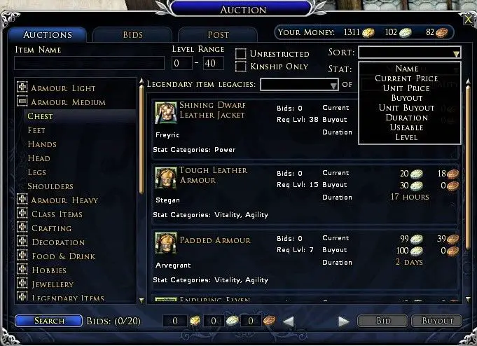 Using the LOTRO Auction House to buy Combat Gear