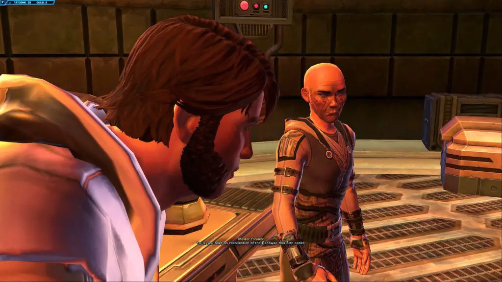 Jedi Master Yonlach wipes his Apprentice's mind in the Sith Warrior story on Tatooine