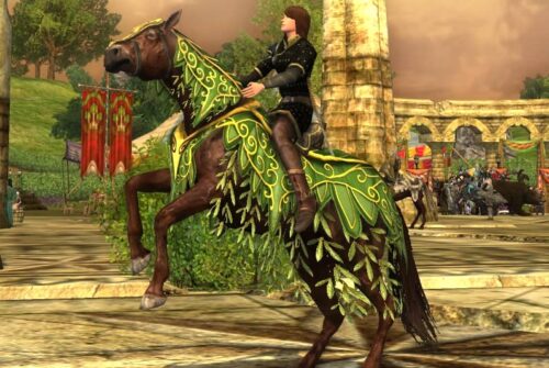 Steed of the Forest Spring doing the Mount Rear-Up Emote