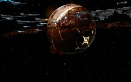 Imperial and Republic Ships Orbiting Iokath