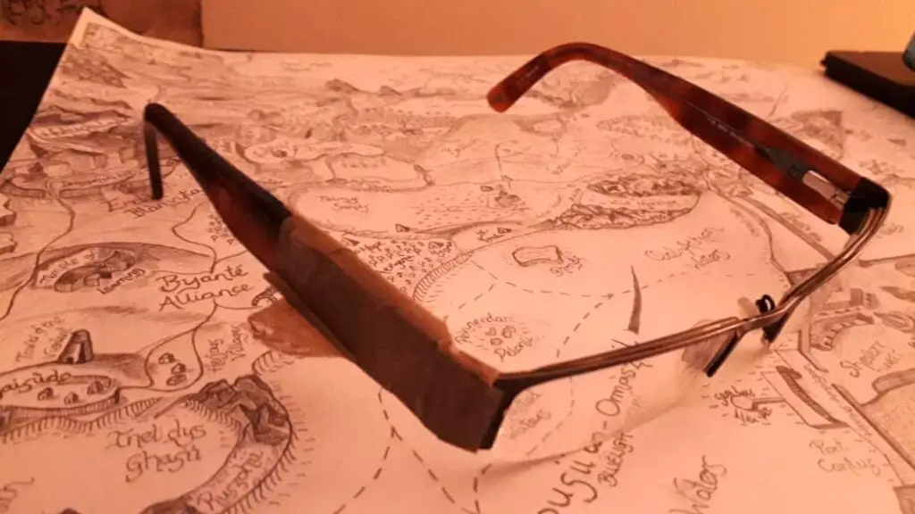 Glasses on a map of my created world