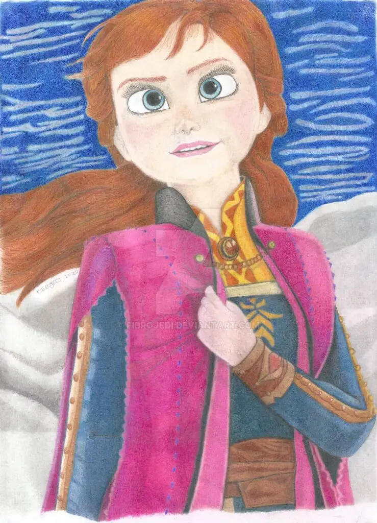 Anna from Frozen 2, Coloured Pencil Drawing