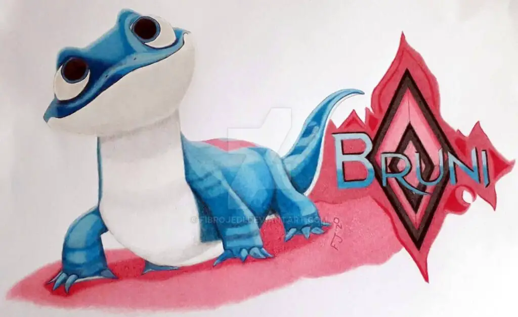Frozen 2 Fire Spirit Drawing, the Salamander called Bruni