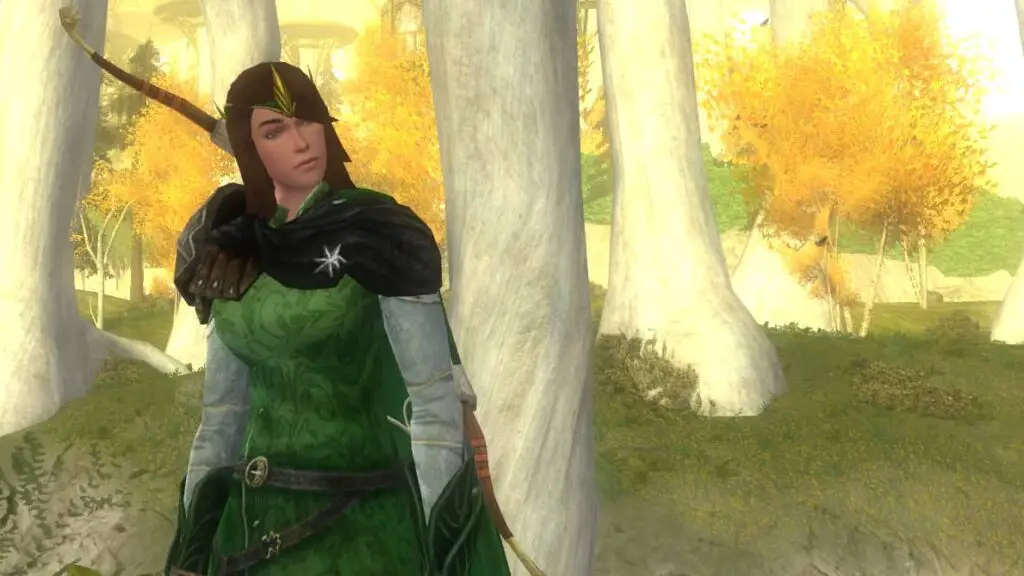 Elf at Heart LOTRO Outfit - Listen Emote in the Golden Wood