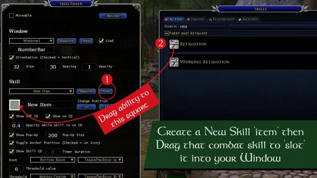 Hit create new under skills then drag a combat ability from the abilities panel to start displaying its cooldown