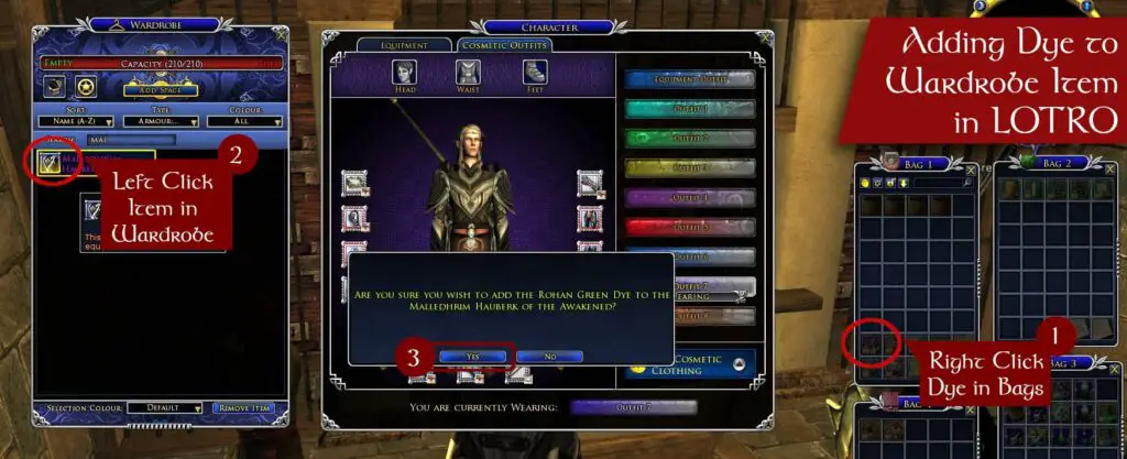 How to Add Dye to a Wardrobe Cosmetic in LOTRO