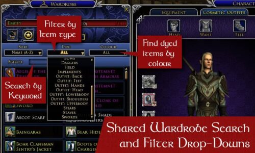 LOTRO Shared Wardrobe - Search and Filters