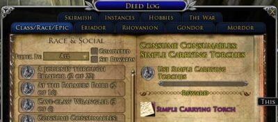 LOTRO Simple Carrying-Torch Consume Consumables Deed