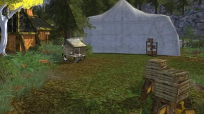 Mushroom Tent, Beehives, Chicken Coops - example yard decorations for my Rohan House