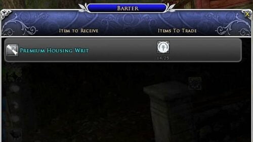 You can barter Mithril Coins for Premium Housing Writs