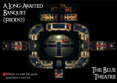 Where to find Quills, Ink and Parchments (The Blue Theatre) - Frodo Baggins Banquet Quest