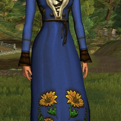 Long-Sleeved Sunflower Dress - Female Human, Woman, Race of Man