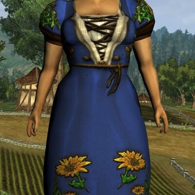 LOTRO Short-Sleeved Sunflower Dress - Female Hobbit