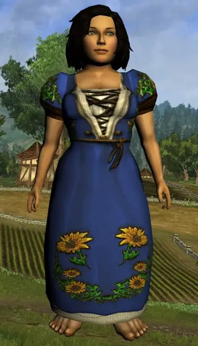 LOTRO Short-Sleeved Sunflower Dress - Female Hobbit