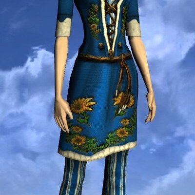 Short-Sleeved Sunflower Tunic and Trousers - Female High Elf