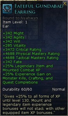 LOTRO Fateful Gundabad Earring - Equippable XP Booster