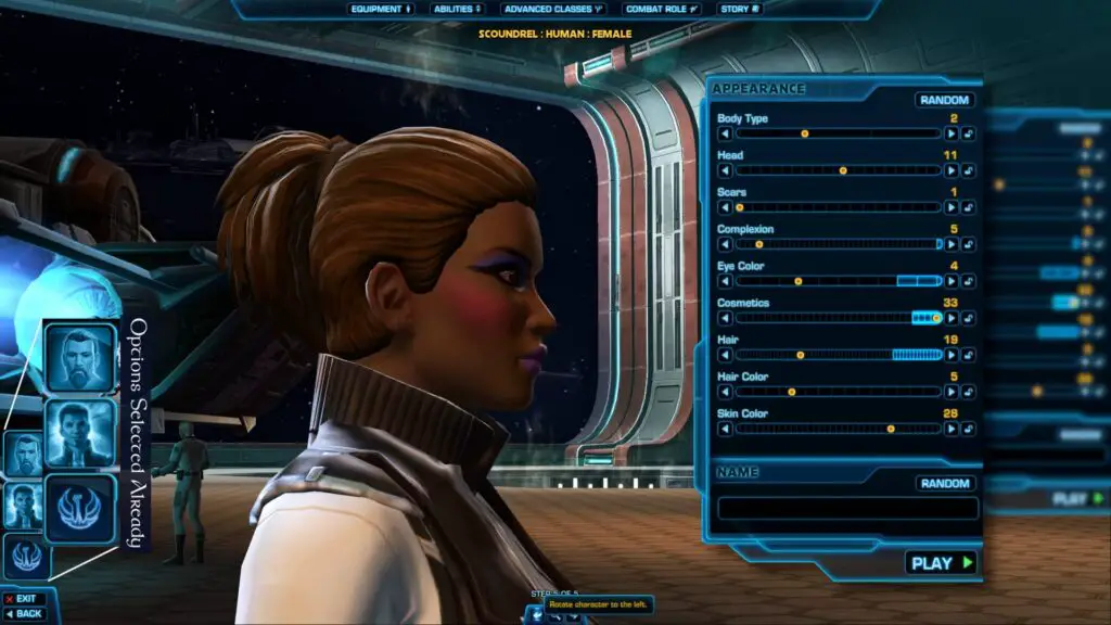 SWTOR Creating a new female Human Character