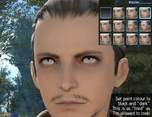 Trying to make dark, tired eyes in FFXIV Character Creation