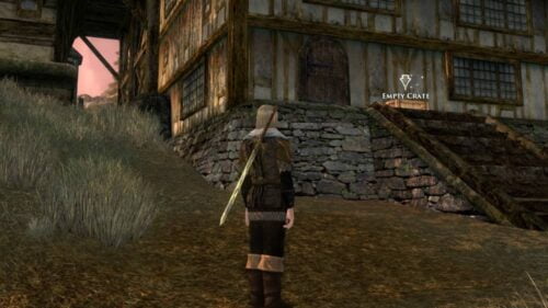Crate around the Back of a Building in Trestlebridge - Crate Collecting, LOTRO Wildwood Quest