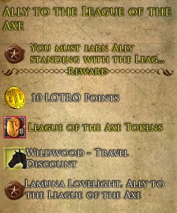 LOTRO Ally to the League of the Axe, Reputation Deed