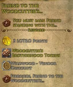 Example LOTRO Woodcutter's Brotherhood Reputation Deed - which grants extra Rep tokens.